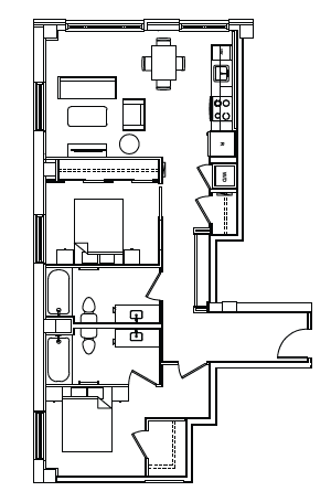 B6B Floor Plan at Madison House, Washington, DC, 20036